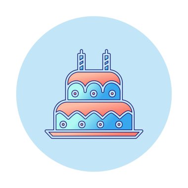 Mumlu doğum günü pastası. Web simgesi vektör illüstrasyonu