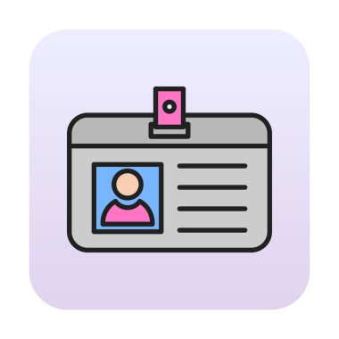 Arkaplanda kimlik kartı simgesi düz vektör çizimi 