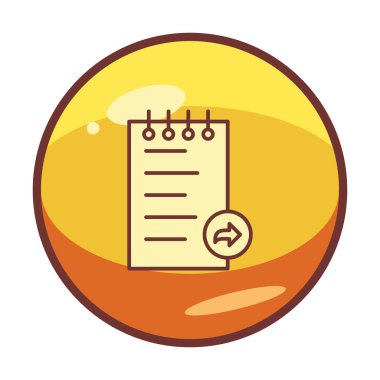 Basit not defteri arayüzü simgesi, vektör illüstrasyonu