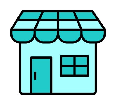 Dükkan cephesi simgesi, vektör illüstrasyonu