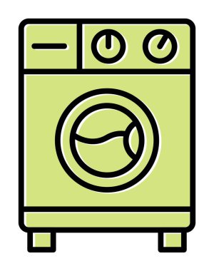 çamaşır makinesi simgesi, vektör illüstrasyonu