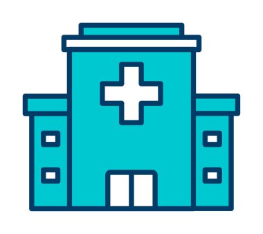 Hastane düz vektör illüstrasyon simgesi