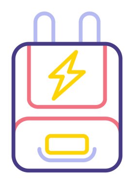 Adaptör simgesi. özet güç dolgu vektör rengi düz izole 