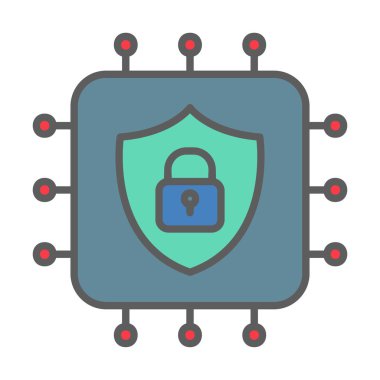 Basit Cpu simgesi, vektör illüstrasyonu