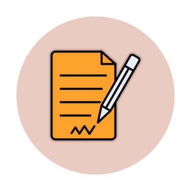 beyaz arkaplanda izole edilmiş kalem simgesine sahip kağıt belge 