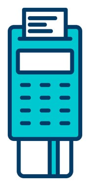 Pos Terminal Düz Simgesi Beyaz Arkaplanda