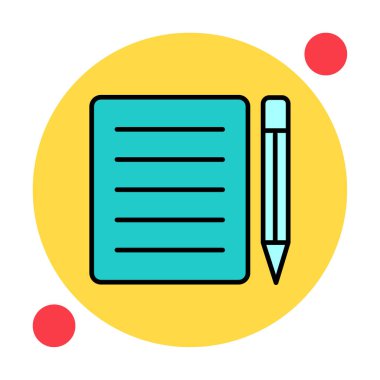 Basit Not Defteri simgesi, vektör illüstrasyonu