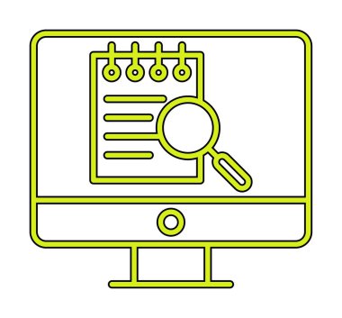 Bilgisayar simgesini ara. Bilgisayar ve büyüteç işareti. Bilgisayar sembol bul. 