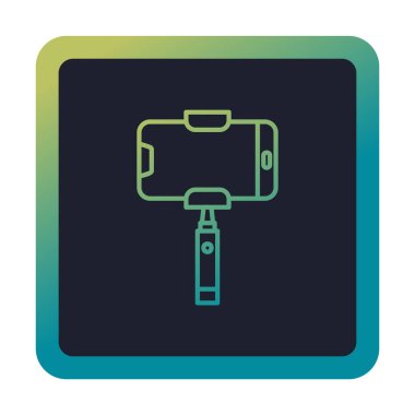 Akıllı telefon web simgesi, vektör illüstrasyonlu selfie çubuğu 