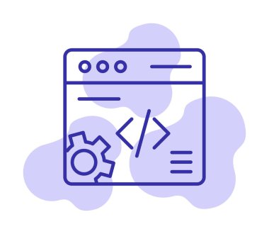 Düz biçimde web geliştirme simgesi. yazılım ve web sitesi sembolleri                           
