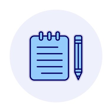 Basit not defteri arayüzü simgesi, vektör illüstrasyonu