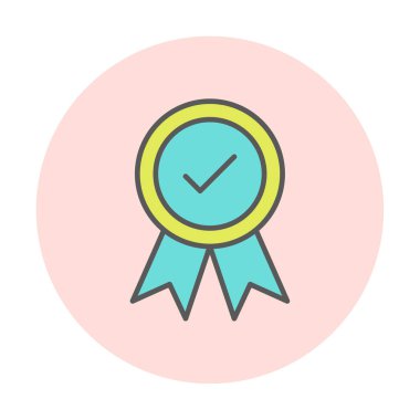 Onaylanmış madalya simgesi, vektör illüstrasyonu.