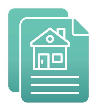 Kağıtların ve ev simgesinin vektör çizimi. İnşaat Sözleşmesi                         