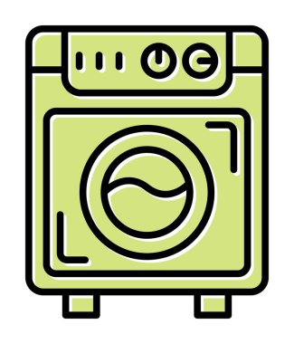çamaşır makinesi simgesi. Kıyafetler için çamaşır makinesi vektör simgesi çizimi.                                        