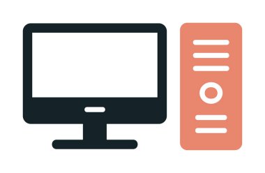 masaüstü bilgisayar simgesi tasarımı, düz işaret, vektör ve illüstrasyon