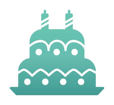 Mumlu doğum günü pastası. Web simgesi vektör illüstrasyonu