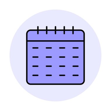 Takvim düzlüğü simgesi, vektör illüstrasyonu 