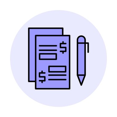 Kalem ikonlu kağıt. Ödenmiş Makaleler konsepti, vektör illüstrasyonu