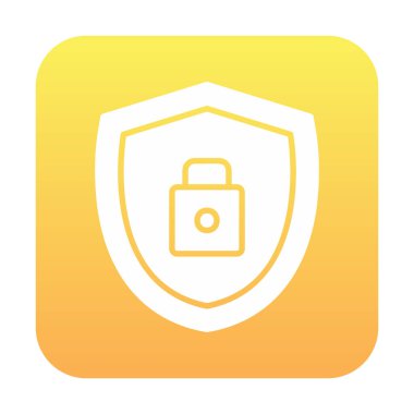 asma kilit simgesi ve vektör illüstrasyonlu kalkan