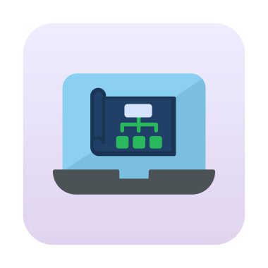 Dizüstü bilgisayar ekranındaki proje web simgesi, vektör illüstrasyonu