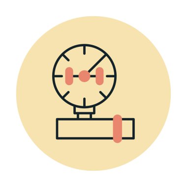 Düz vektör manometre simgesini ölç. Gaz basıncı. Hava göstergesi izole edildi