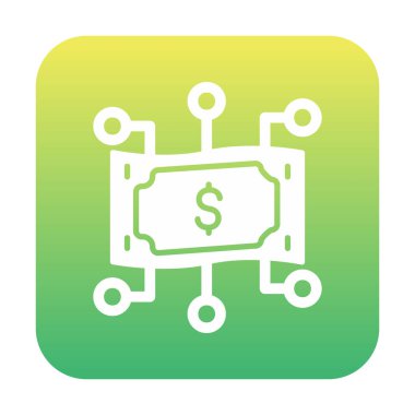 Dolar işareti, vektör illüstrasyonlu dijital para simgesi 