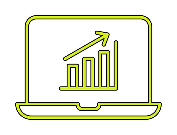 simple grow graph on laptop, vector illustration