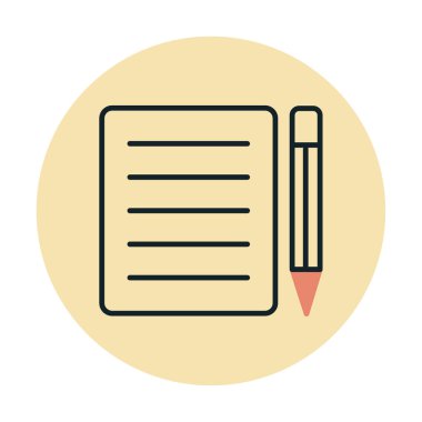 Basit Not Defteri simgesi, vektör illüstrasyonu