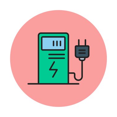Elektrik Şarj İstasyonu ikon vektör çizimi