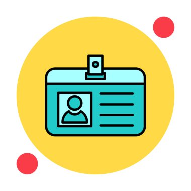 Arkaplanda kimlik kartı simgesi düz vektör çizimi 