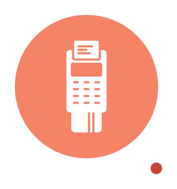 Pos Terminal Düz Simgesi Beyaz Arkaplanda