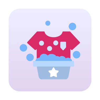 Çamaşır yıkama simgesi, vektör illüstrasyonu