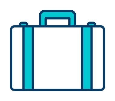 Evrak çantası vektör düz simgesi. İş durumu simgesi, bavul emojisi, vektör illüstrasyonu