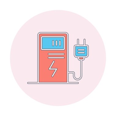Elektrik Şarj İstasyonu ikon vektör çizimi