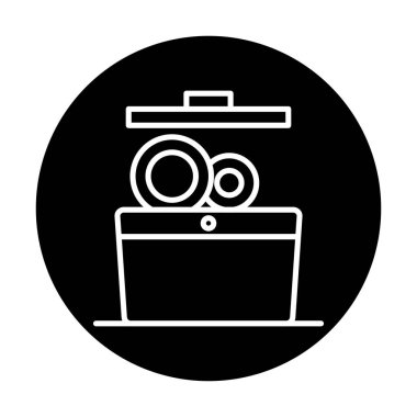 Moda stili izole edilmiş arkaplanda bulaşık makinesi simgesi