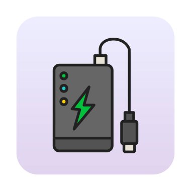 Power Bank web simgesi beyaz arkaplanda izole edildi