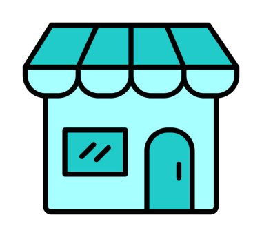 Dükkan cephesi simgesi, vektör illüstrasyonu