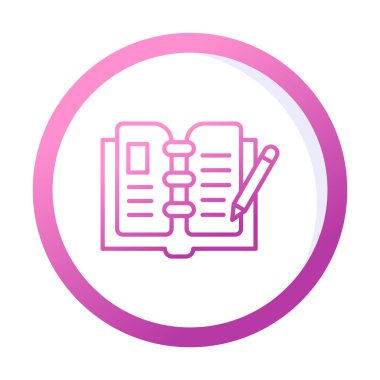 açık kitap ve kalem simgesi, vektör illüstrasyonu 