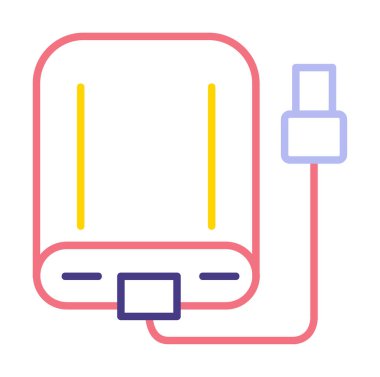 harici sabit disk simgesi, vektör illüstrasyonu basit tasarım