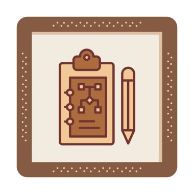 Kalem simgesi, vektör illüstrasyonlu pano üzerinde plan 