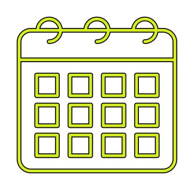 Takvim düzlüğü simgesi, vektör illüstrasyonu 