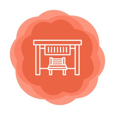 Otobüs Durağı Web simgesi vektör illüstrasyonu