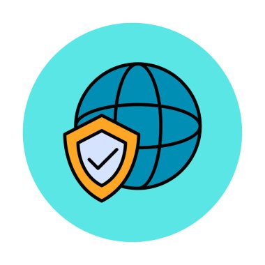 Küresel Koruma ikonu vektör illüstrasyonu