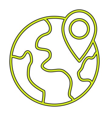 Basit Globe Konum simgesi, vektör illüstrasyonu