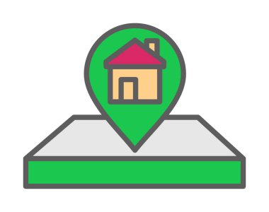 House Location Pin. Ev GPS sembolü, harita işaretleyici