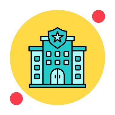 Polis karakolu simgesi, vektör illüstrasyonu basit tasarım