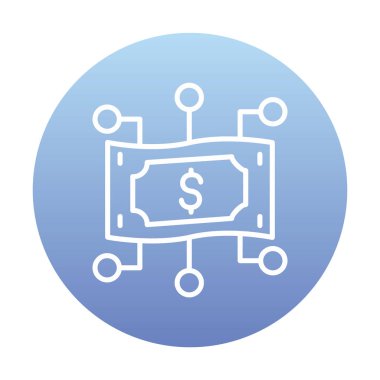 Dolar işareti, vektör illüstrasyonlu dijital para simgesi 