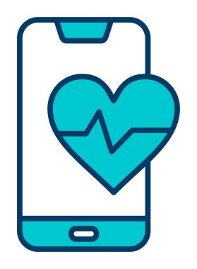 Akıllı telefon ekranında kalp atış hızı sembolü, satır biçimi simgesi, vektör tasarımı 