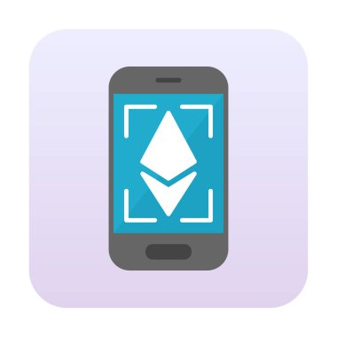Telefon ekranındaki Ethereum simgesi, vektör sembolü