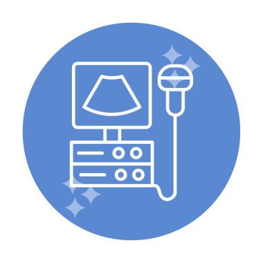 Ultrasound machine. Ultrasound scanner machine isolated object on white background. Medical diagnostic equipment sonography. Vector illustration flat design. Ultrasonic device.
